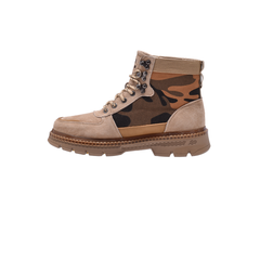 Jeep High Top Lace up Combat Camo Suede Boot-P224M08074-Biege