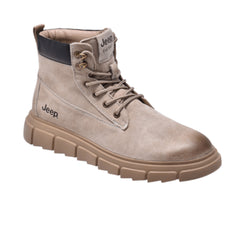 Jeep Ankle Lace up Padded Soft Leather Boot-P12230310k-Beige