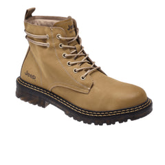 Jeep High Top Lace Classic Soft Leather Boot-P214M08089-Beige