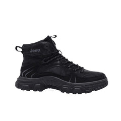 Jeep Mid Top Lace up Chunky Combat Suede Boot-P224M06068- Black
