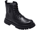 Jeep High Top Lace up Combat Leather Boot-P214M08222-Black