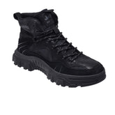 Jeep Mid Top Lace up Chunky Combat Suede Boot-P224M06068- Black