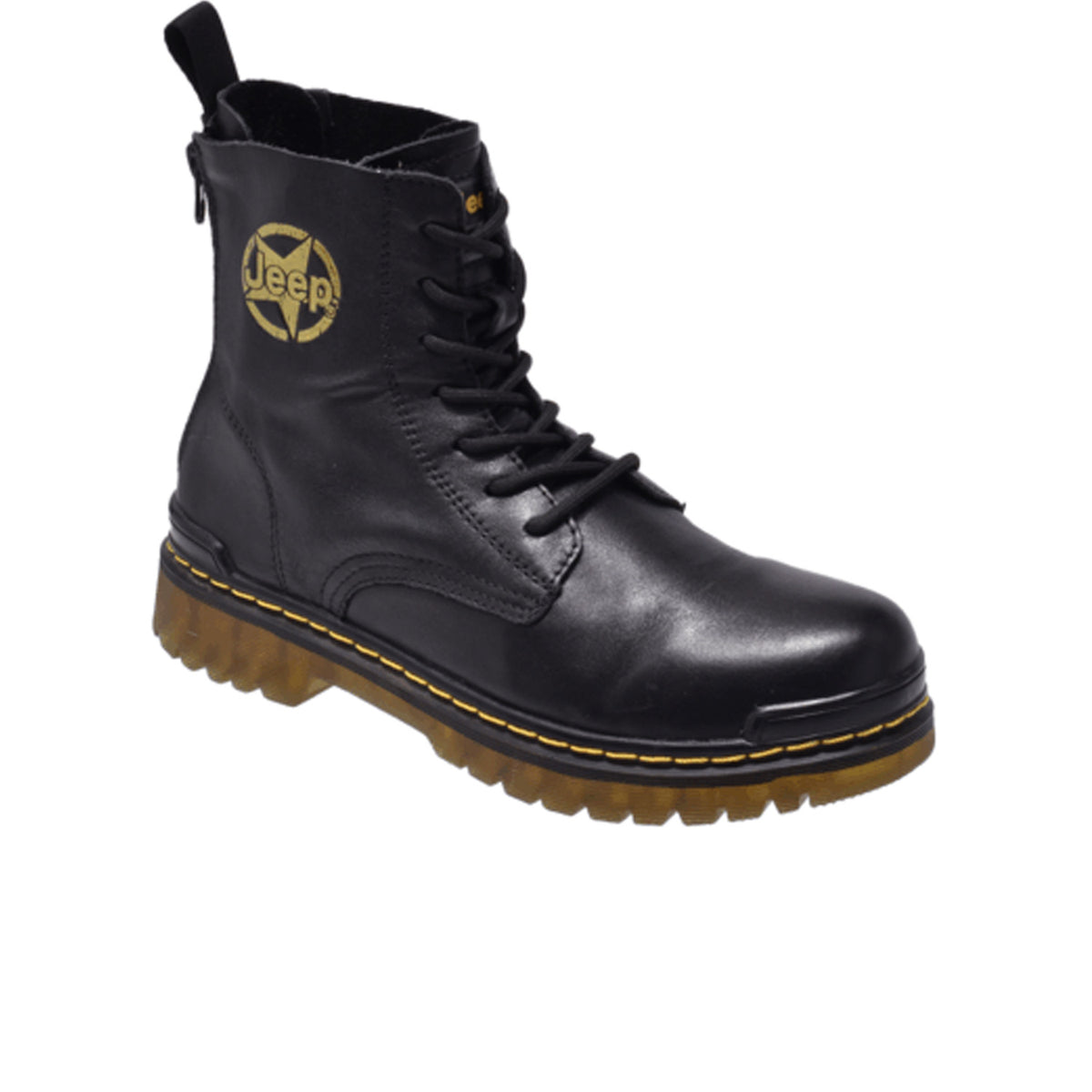 Jeep High Top Lace up Leather Boot-P214M08139-Black