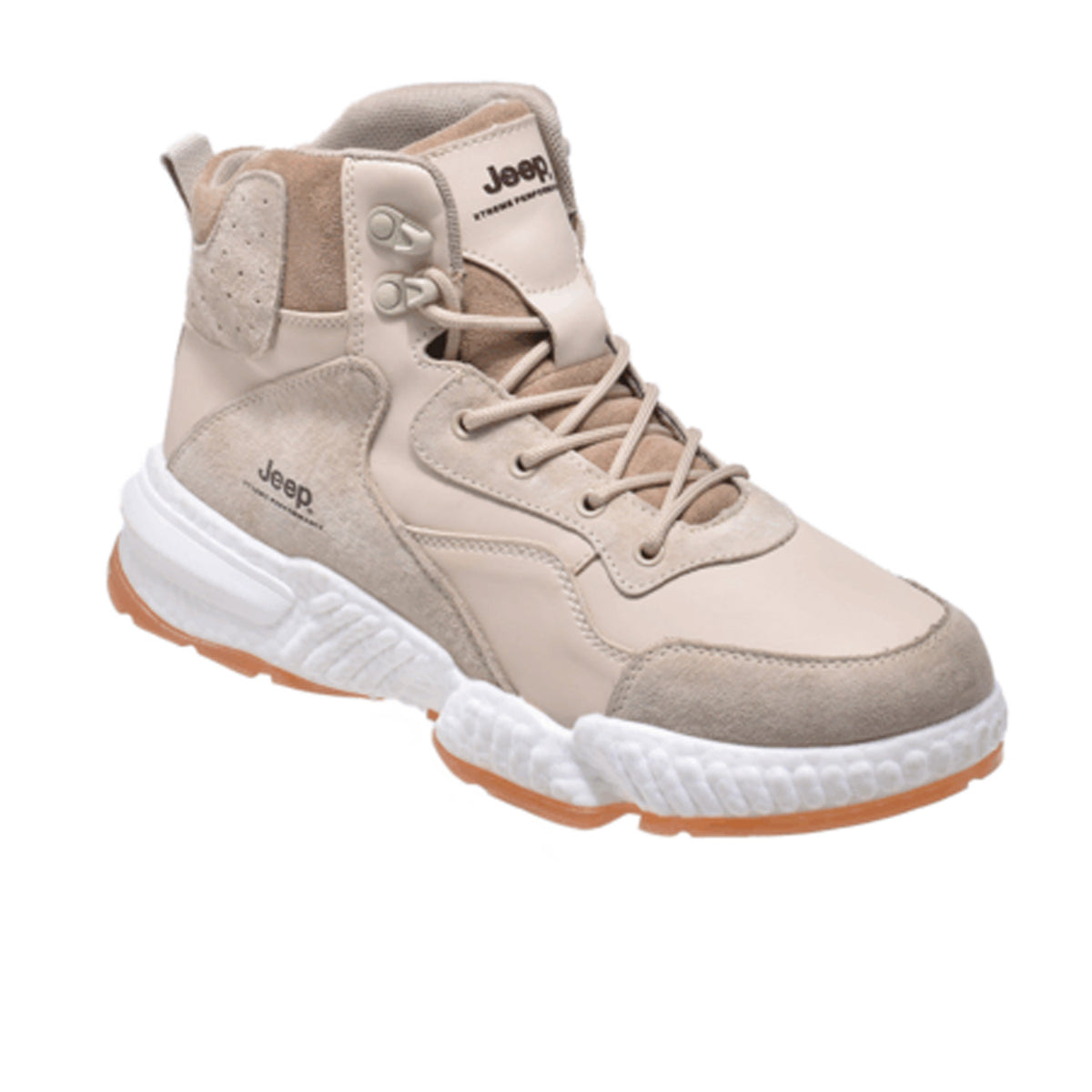 Jeep Ankle Lace up Combat Chunky Suede Boot-J031591213-Beige