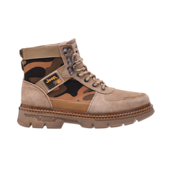 Jeep High Top Lace up Combat Camo Suede Boot-P224M08074-Biege