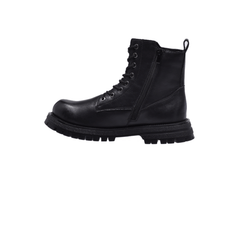 Jeep High Top Lace up Combat Leather Boot-P214M08222-Black