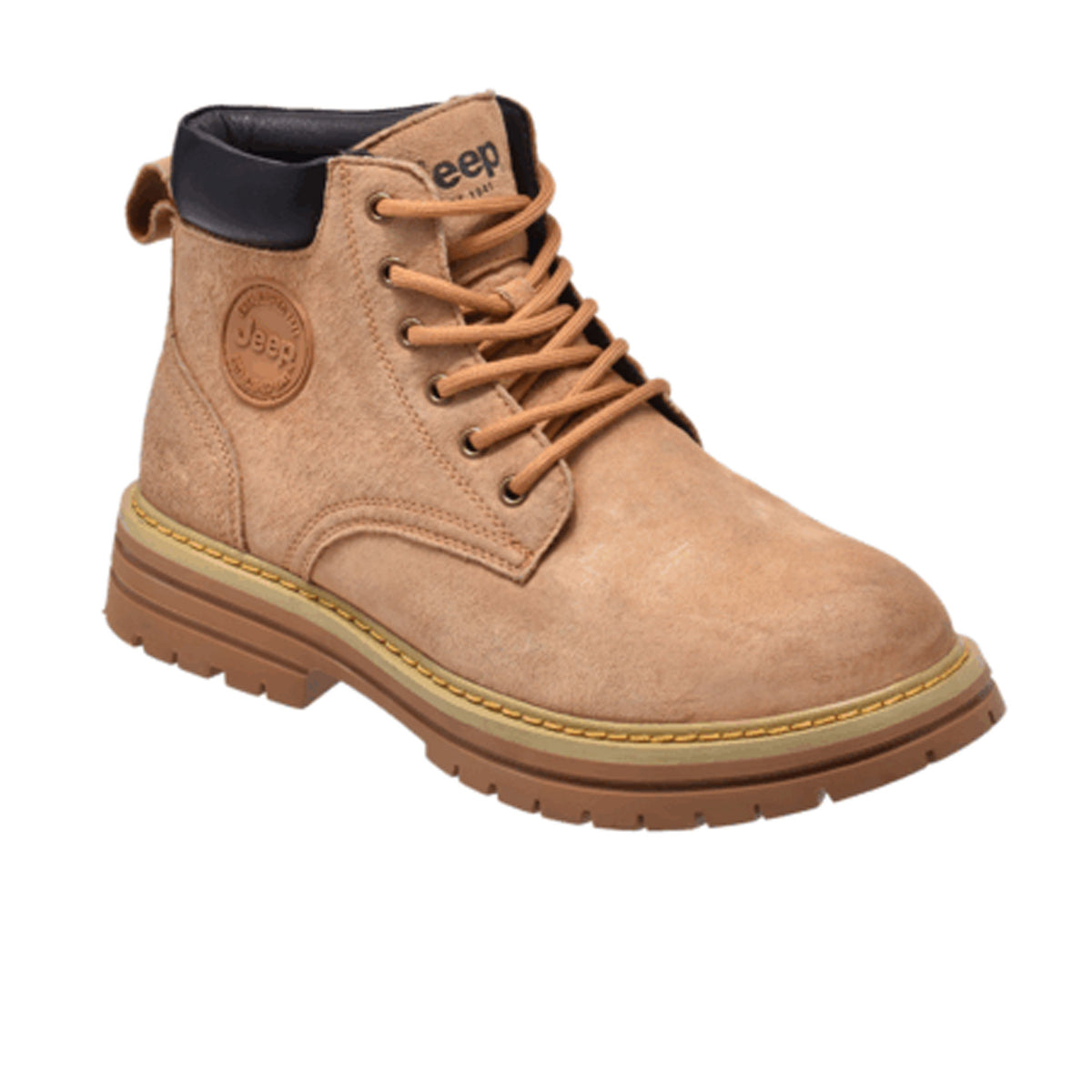 Jeep Ankle Lace up Padded Soft Leather Boot-P234M08386-Camel