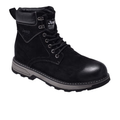 Jeep Ankle Lace Padded Soft Leather Boot-P03231620K-Black
