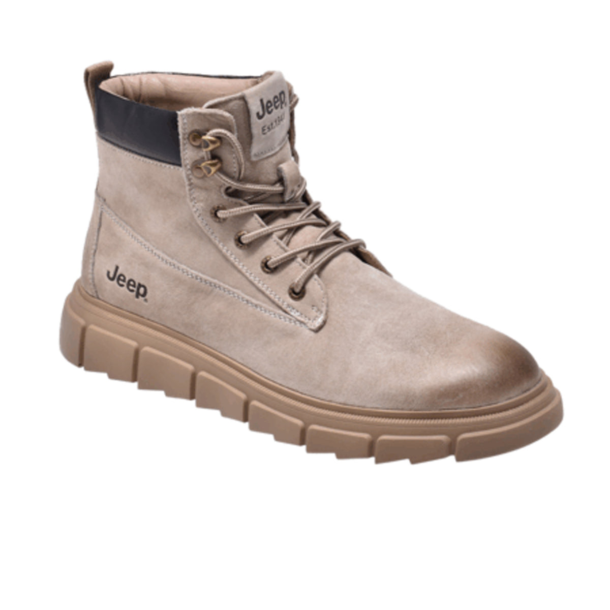 Jeep Ankle Lace up Padded Soft Leather Boot-P12230310k-Beige