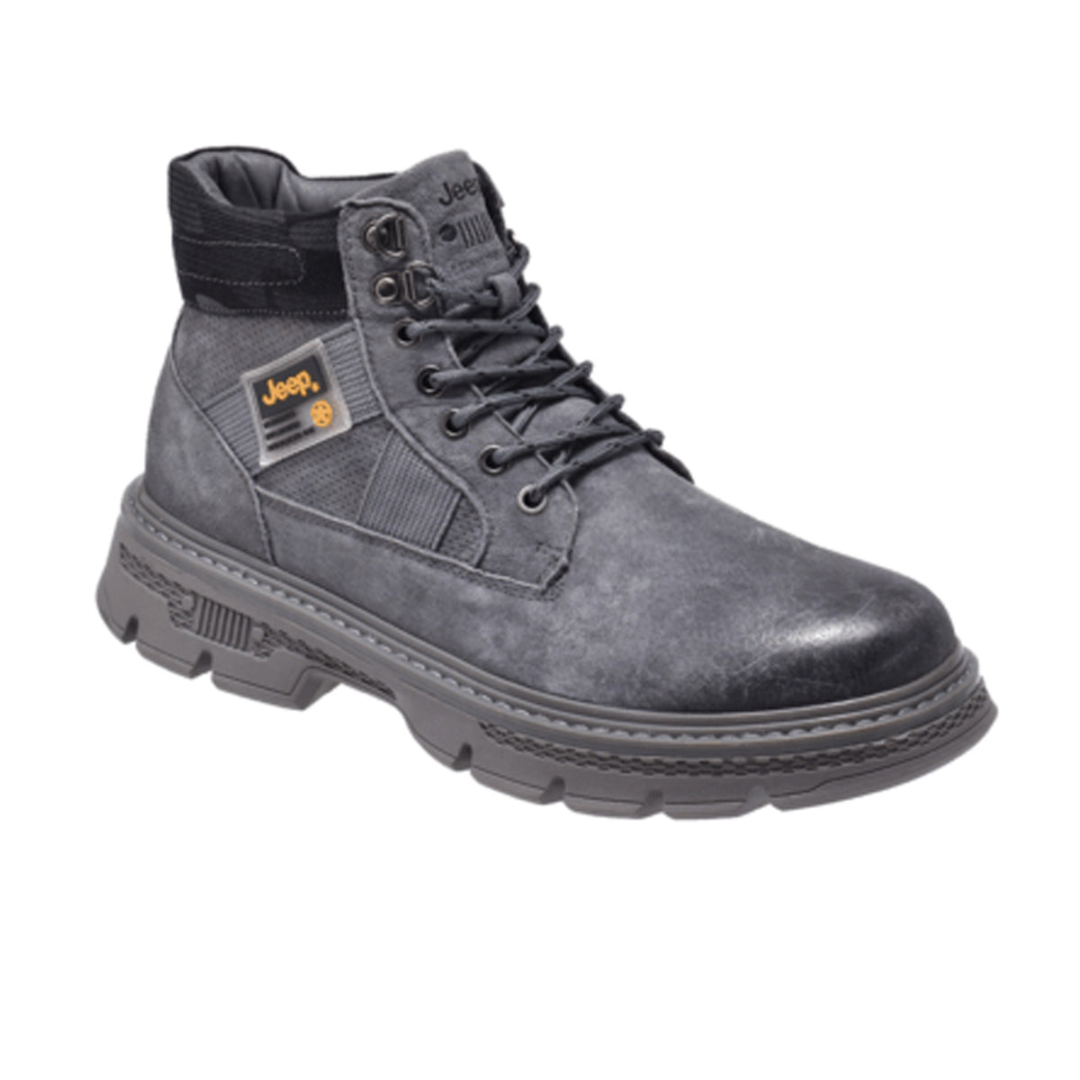 Jeep Ankle Lace Chunky Camo Padded Leather Boot-P224M08073-khaki