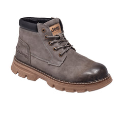 Jeep Ankle Lace up Chunky Padded Leather Boot-B213M08077-Gray