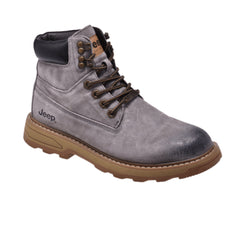 Jeep Ankle Lace up Padded Soft Leather Boot-P213M08155-Gray