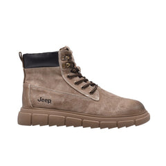 Jeep Ankle Lace up Padded Soft Leather Boot-P12230310k-Khaki