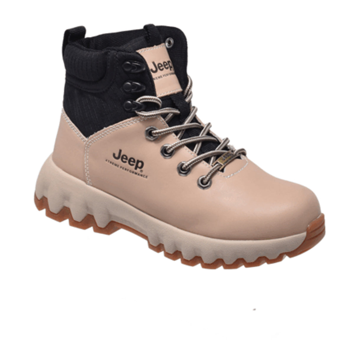 Jeep Ankle Lace up Padded Soft Leather Boot-P241291124-Beige