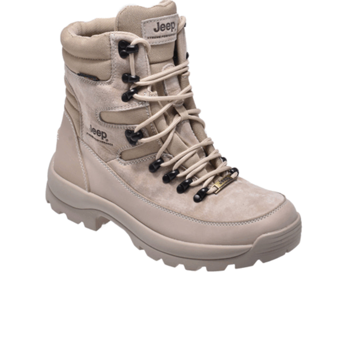 Jeep High Top Lace up Combat Padded Suede Boot-P141291132-Khaki